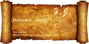 Hatvani Jenő névjegykártya